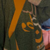 olive green arabic calligraphy kimono
